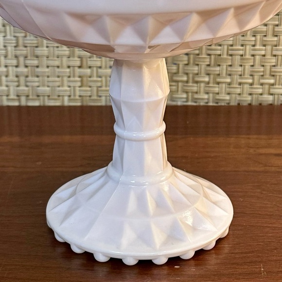🌟2xHP🌟VTG 1950s Jeanette Windsor Pattern Pink Milk Glass Pedestal Compote Dish - Picture 3 of 5
